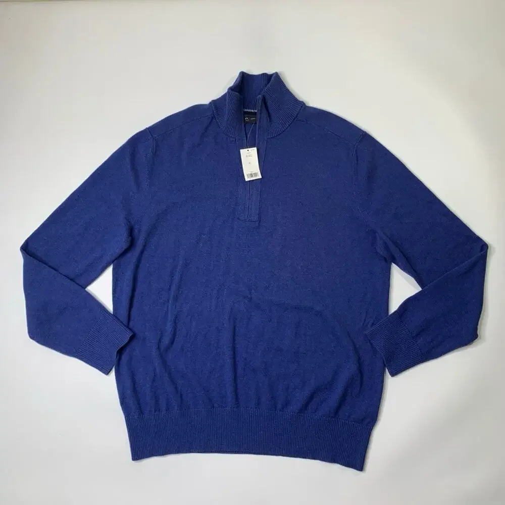 Banana Republic Sweater Mens XL Prussian Cotton Cashmere Blend 1/4 Zip Pullover